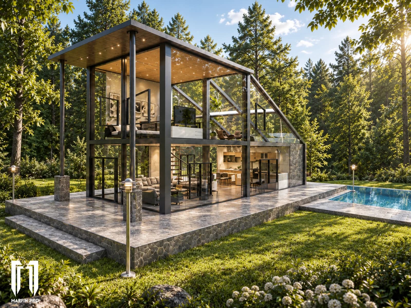 Modern Glass House Forest Villa — project preview