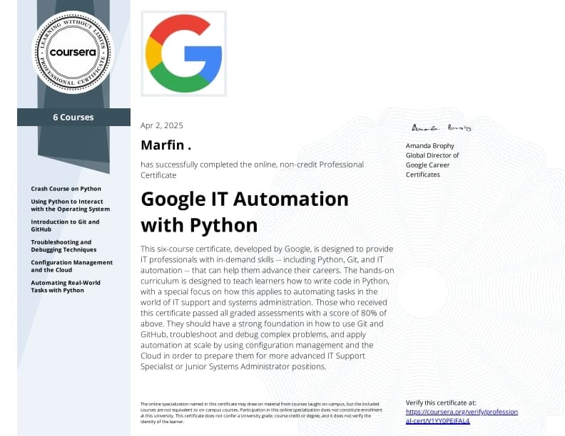 Google IT Automation with Python
