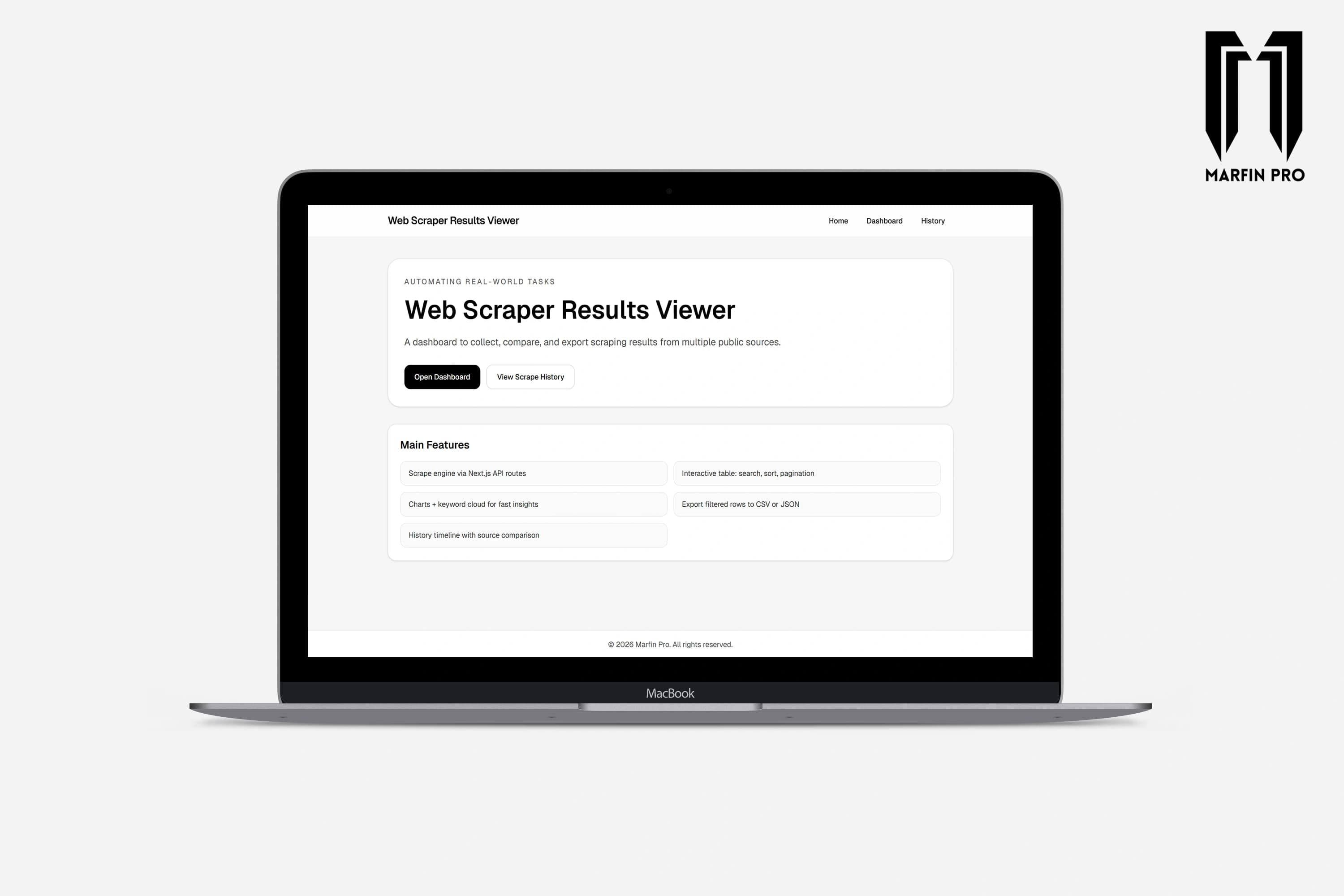 WebScraper Dashboard — project preview